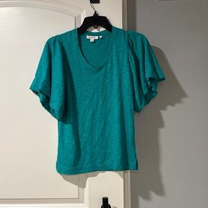 Chico's Teal V-Neck Short Sleeve Top